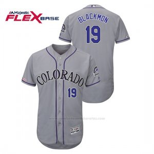 Camiseta Beisbol Hombre Colorado Rockies Charlie Negromon 150th Aniversario Patch Flex Base Gris