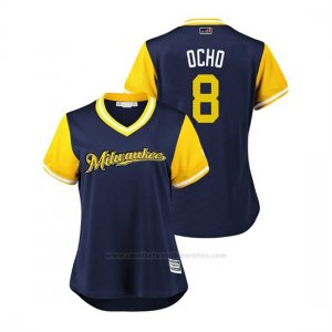 Camiseta Beisbol Mujer Milwaukee Brewers Ryan Braun 2018 Llws Players Weekend Ocho Azul