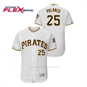 Camiseta Beisbol Hombre Pittsburgh Pirates Gregory Polanco 150th Aniversario Patch Flex Base Blanco
