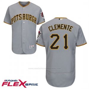 Camiseta Beisbol Hombre Pittsburgh Pirates Roberto Clemente Gris Flex Base