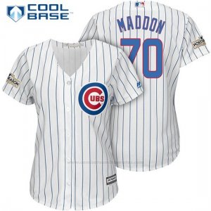 Camiseta Beisbol Mujer Chicago Cubs 2017 Postemporada 70 Joe Maddon Blanco Cool Base