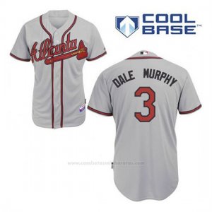 Camiseta Beisbol Hombre Atlanta Braves 3 Dale Murphy Gris Cool Base