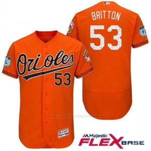Camiseta Beisbol Hombre Baltimore Orioles 53 Zach Britton Naranja 2017 Entrenamiento de Primavera Flex Base Jugador