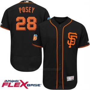 Camiseta Beisbol Hombre San Francisco Giants Buster Posey 28 Negro Flex Base Autentico Coleccion On Field Entrenamiento de Primavera