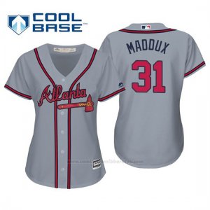 Camiseta Beisbol Mujer Atlanta Braves Greg Maddux Cool Base Majestic Road 2019 Gris