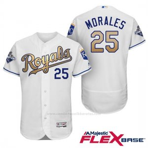 Camiseta Beisbol Hombre Kansas City Royals Campeones 25 Kendrys Morales Flex Base Oros