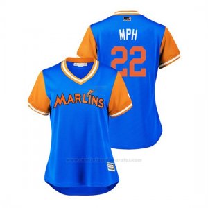 Camiseta Beisbol Mujer Miami Marlins Sandy Alcantara 2018 Llws Players Weekend Mph Light Toronto Blue Jays