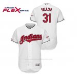 Camiseta Beisbol Hombre Cleveland Indians Danny Salazar 150th Aniversario Patch 2019 All Star Game Flex Base Blanco