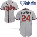 Camiseta Beisbol Hombre Atlanta Braves 24 Deion Sanders Blanco2 Cool Base