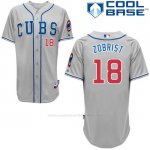 Camiseta Beisbol Hombre Chicago Cubs 18 Ben Zobrist Autentico Coleccion Gris Cool Base