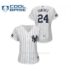 Camiseta Beisbol Mujer New York Yankees Gary Sanchez 2019 London Series Cool Base Blanco