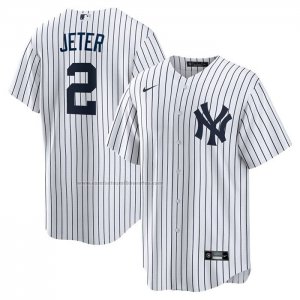Camiseta Beisbol Hombre New York Yankees Derek Jeter Retired Primera Replica Blanco