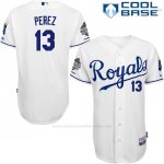 Camiseta Beisbol Hombre Kansas City Royals Salvador Perez Blanco Cool Base Jugador Autentico