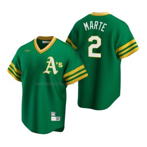 Camiseta Beisbol Hombre Oakland Athletics Starling Marte Cooperstown Collection Road Verde