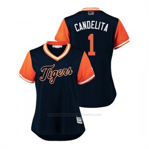 Camiseta Beisbol Mujer Detroit Tigers Jose Iglesias 2018 Llws Players Weekend Candelita Azul