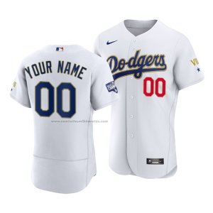 Camiseta Beisbol Hombre Los Angeles Dodgers Custom 2021 Gold Program Autentico Blanco Oro