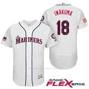 Camiseta Beisbol Hombre Seattle Mariners 2017 Estrellas y Rayas Hisashi Iwakuma Blanco Flex Base