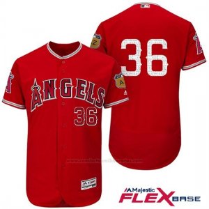 Camiseta Beisbol Hombre Los Angeles Angels Jerojo Weaver 36 Scarlet 2017 Entrenamiento de Primavera Flex Base Jugador