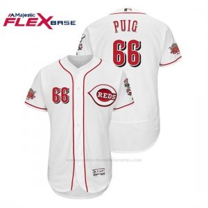 Camiseta Beisbol Hombre Cincinnati Reds Yasiel Puig 150th Aniversario Home Flex Base Blanco