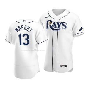 Camiseta Beisbol Hombre Tampa Bay Rays Manuel Margot Autentico Primera 2020 Blanco