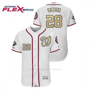 Camiseta Beisbol Hombre Washington Nationals Kurt Suzuki 2019 Gold Program Flex Base Blanco