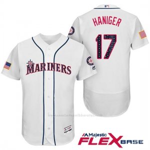 Camiseta Beisbol Hombre Seattle Mariners 2017 Estrellas y Rayas Mitch Haniger Blanco Flex Base