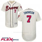 Camiseta Beisbol Hombre Atlanta Braves 7 Dansby Swanson Crema Flex Base