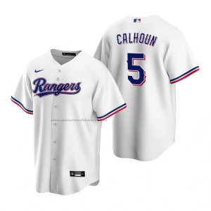 Camiseta Beisbol Hombre Texas Rangers Willie Calhoun Replica Primera Blanco