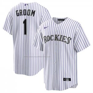 Camiseta Beisbol Hombre Colorado Rockies NO 1 Groom Primera Replica Blanco