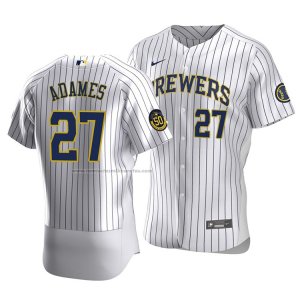 Camiseta Beisbol Hombre Milwaukee Brewers Willy Adames Autentico Primera Blanco