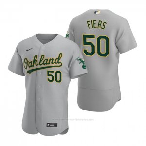 Camiseta Beisbol Hombre Oakland Athletics Mike Fiers Autentico Road Gris