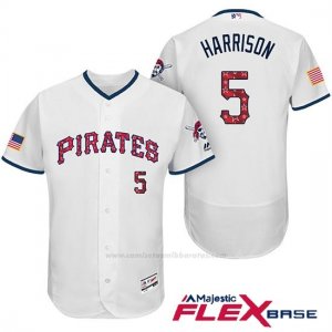 Camiseta Beisbol Hombre Pittsburgh Pirates 2017 Estrellas y Rayas Josh Harrison Blanco Flex Base