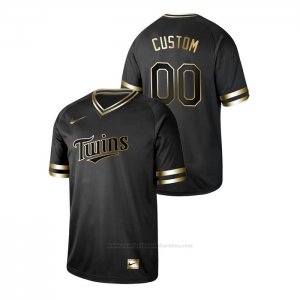 Camiseta Beisbol Hombre Minnesota Twins Personalizada 2019 Golden Edition V Neck Negro