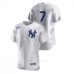Camiseta Beisbol Hombre New York Yankees Mickey Mantle Authentic Blanco
