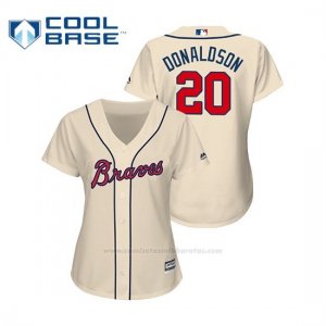 Camiseta Beisbol Mujer Atlanta Braves Josh Donaldson Cool Base Majestic Replica Crema