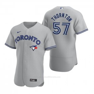 Camiseta Beisbol Hombre Toronto Blue Jays Trent Thornton Autentico 2020 Road Gris