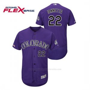 Camiseta Beisbol Hombre Colorado Rockies Chris Iannetta 150th Aniversario Patch Flex Base Violeta