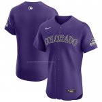 Camiseta Beisbol Hombre Colorado Rockies Alterno Primera Elite Violeta