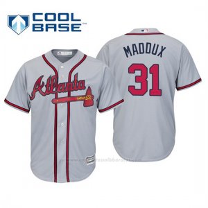 Camiseta Beisbol Hombre Atlanta Braves Greg Maddux Cool Base Majestic Road 2019 Gris