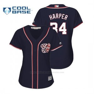 Camiseta Beisbol Mujer Washington Nationals Bryce Harper Cool Base Alternato Azul