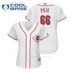 Camiseta Beisbol Mujer Cincinnati Reds Yasiel Puig Cool Base Majestic Home Blanco