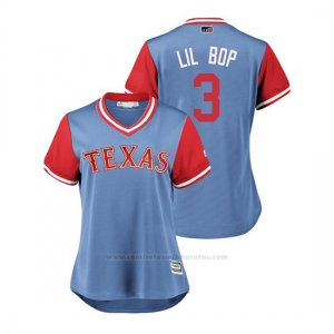 Camiseta Beisbol Mujer Texas Rangers Delino Deshields 2018 Llws Players Weekend Lil Bop Light Toronto Blue Jays