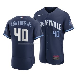 Camiseta Beisbol Hombre Chicago Cubs Willson Contreras 2021 City Connect Autentico Azul