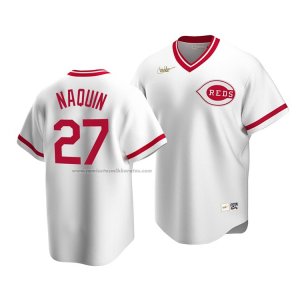 Camiseta Beisbol Hombre Cincinnati Reds Tyler Naquin Cooperstown Collection Primera Blanco