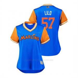 Camiseta Beisbol Mujer Miami Marlins Elieser Hernandez 2018 Llws Players Weekend Lilo Light Toronto Blue Jays