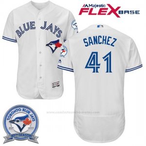 Camiseta Beisbol Hombre Toronto Blue Jays Aaron Sanchez 41 Blanco Flex Base 40 Aniversario