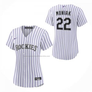 Camiseta Beisbol Mujer Colorado Rockies Mickey Moniak Primera Replica Blanco