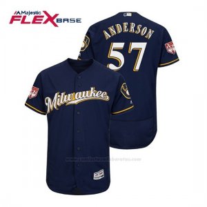 Camiseta Beisbol Hombre Milwaukee Brewers Chase Anderson Flex Base Entrenamiento de Primavera 2019 Azul