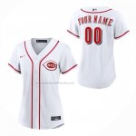 Camiseta Beisbol Mujer Cincinnati Reds Primera Replica Personalizada Blanco Camiseta Beisbol Mujer Cincinnati Reds Primera Replica Personalizada Blanco