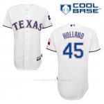 Camiseta Beisbol Hombre Texas Rangers Derek Holland 45 Blanco 1ª Cool Base